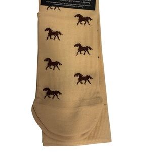 Living Royal Tan Knee High Compression Socks with Horse Design